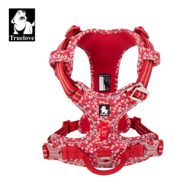 Kæledyrssele til hunde, blomsterdesign, åndbar og reflekterende, POPPY RED, XL