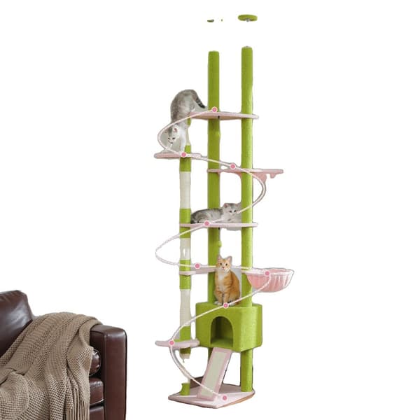 Justerbar Kattträd med flera nivåer, Hållbart Trä,AMT0249PK, XL