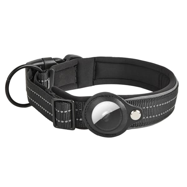 Hundhalsband med Apple AirTag-fäste M– Svart