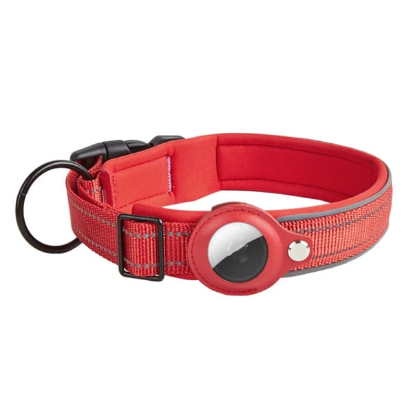 Hundehalsbånd med Apple AirTag-lomme L - Rød
