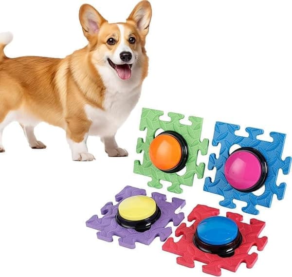 4-Pack Talande Knappar för Hund & Katt