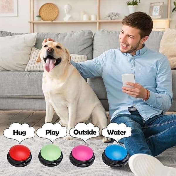 4-Pack Talande Knappar för Hund & Katt