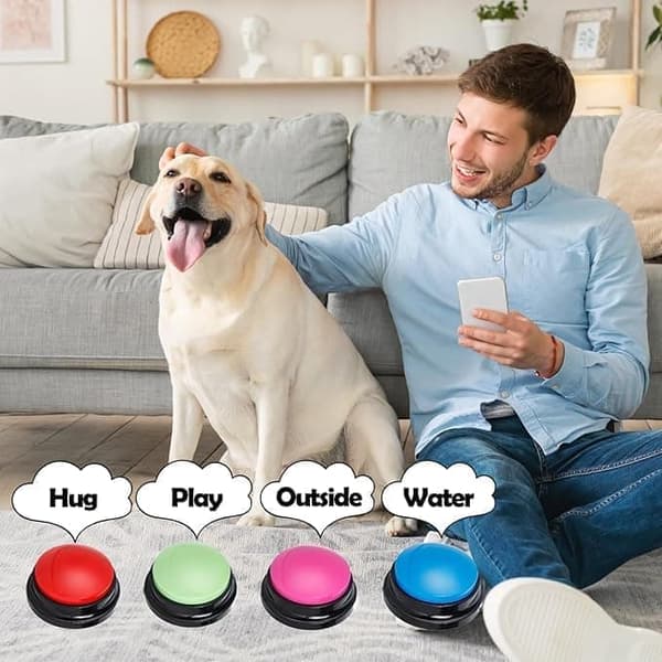 4-Pack Talande Knappar för Hund & Katt