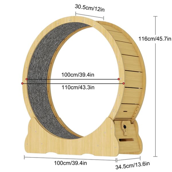 Kattetræner, 100 cm diameter, stille drift,Træ