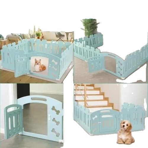 Puppy Legeindhegning, Miljøvenlig Plastik, Tilpasseligt Paneldesign,Grå og hvid, XL 155x78x60cm Light green XXL 155x155x60cm