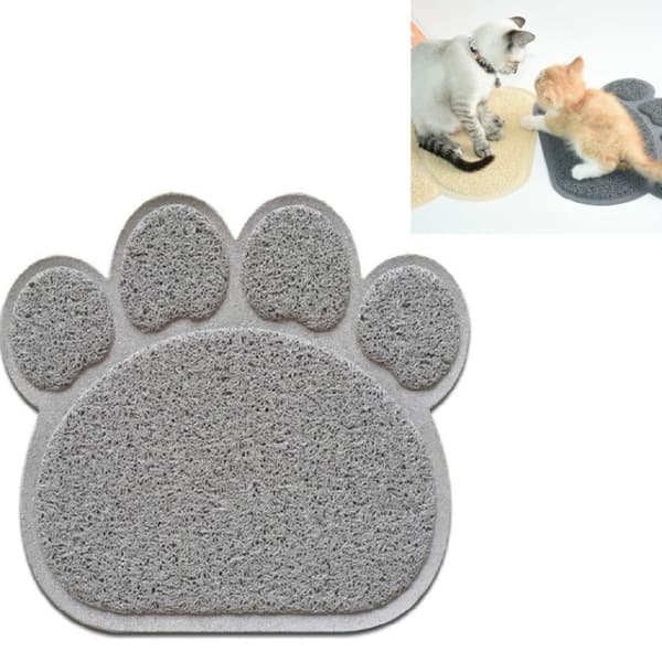2 PCS PVC Claw Shaped Cat Litter Mat Pet Placemat Anti-skid Floor Large Mat Pet Supplies(Gray)