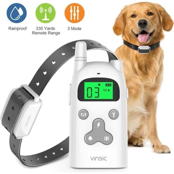 Hundträningshalsband, hundhalsband mot skällande med fjärrkontroll och LCD-skärm 5 vibrationsnivåer elektrisk chockpip