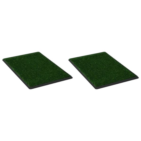 Djurtoalett 2 st med tråg & konstgräs grön 76x51x3 cm WC - Träningsdyna - Träningstoalett - Home & Living