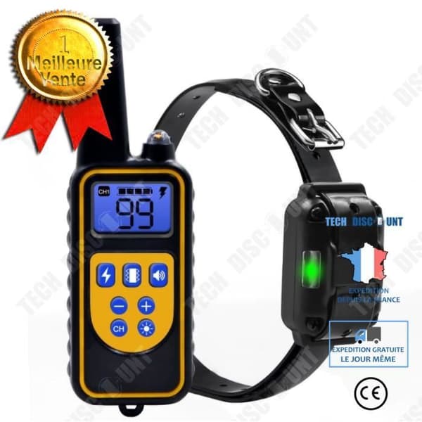 TD® Hundträningshalsbandsavstånd 800m ofarlig uppladdningsbar utbytbar elektrisk träning 4 vibrationslägen fjärrkontroll