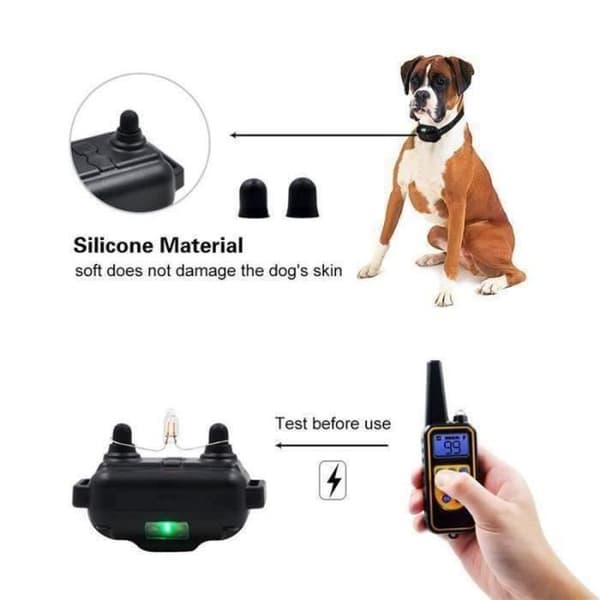 Elektriskt hundträningshalsband med fjärrkontroll. 300 meter vattentätt elektriskt hundhalsband med pip 2