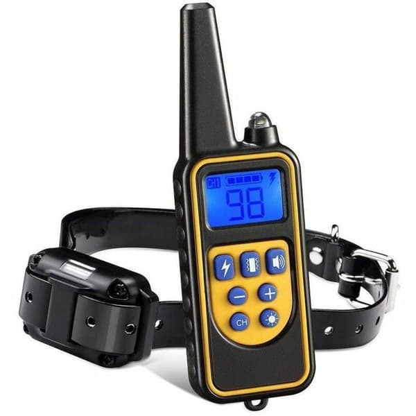 Hundträningshalsband med uppladdningsbart batteri och IP67 vattentåligt, med en räckvidd på 800m och 99 nivåer av vibrations- och elektriska stötar.