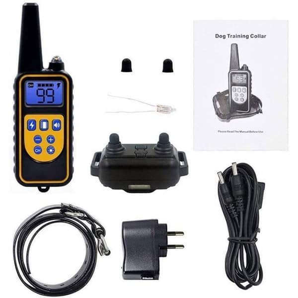 Laddningsbar hundträningshalsband med IP67 vattentålig, räckvidd på 800m, 99 vibrationslägen, stötfunktion, ANTI-BARK-halsband