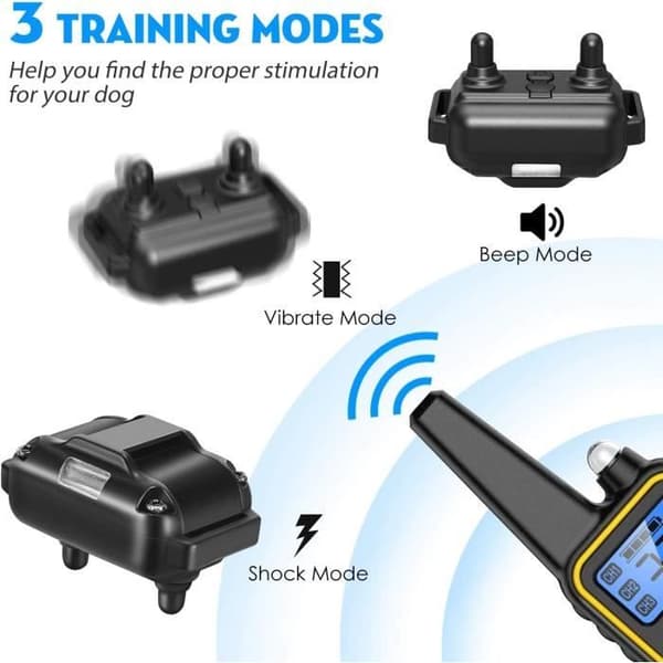 Hundträningshalsband Uppladdningsbart och IP67 vattentätt med 99 vibrationsnivåer, elektrisk stöt, ljudläge
