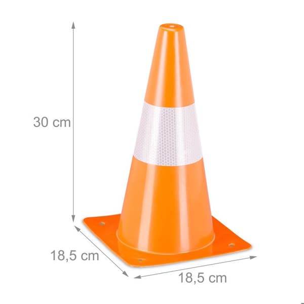 Relaxdays Arbetskoner, paket om 32, fotboll, hunddressyr, arbetsplottar 30 cm, trafik, reflektorer, orange.