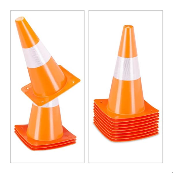 Relaxdays Arbetskoner, paket om 32, fotboll, hunddressyr, arbetsplottar 30 cm, trafik, reflektorer, orange.