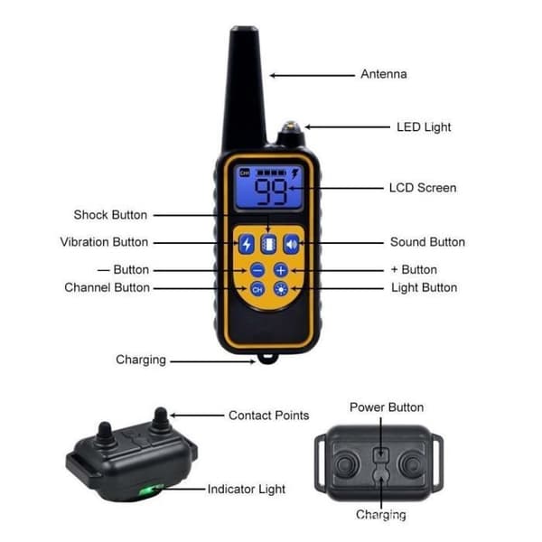 JCU® hundträningshalsband 2600 fot med vibrationschock elektriskt vattentätt halsband PR Husdjur