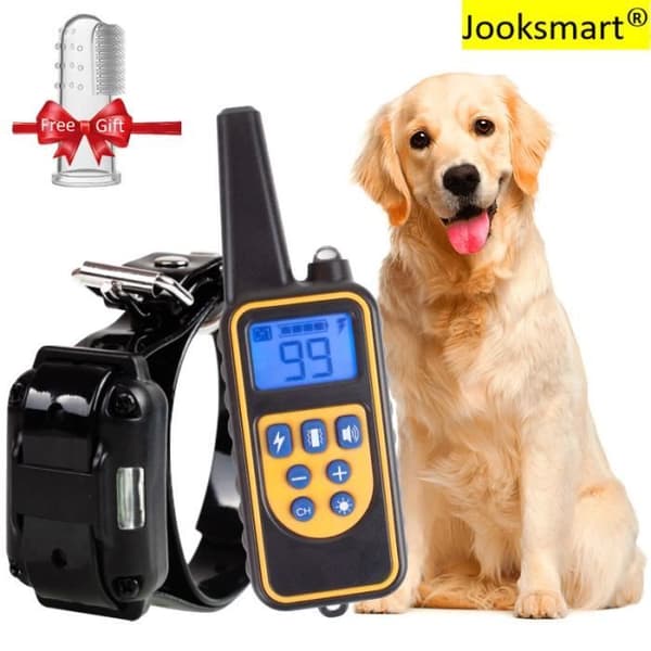 Dressyrhalsband för Hund 800 Meter, Uppladdningsbart Antibarkhalsband med Fjärrkontroll, Elektriskt Halsband för Liten Större Hund