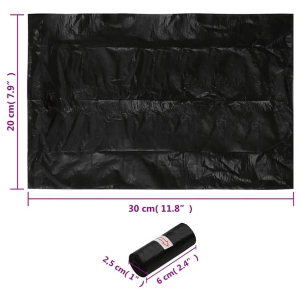 vidaXL Hundbajspåsar 750 st svart 30x20 cm PE