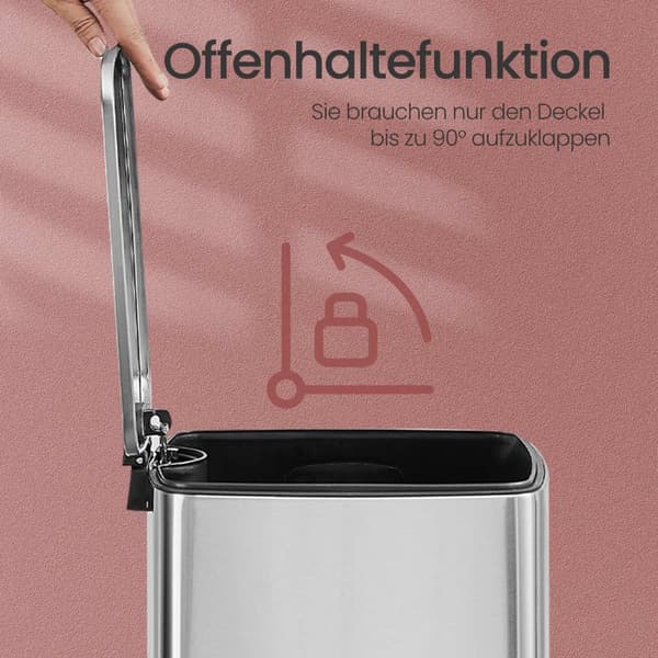 Pedalbakke - Kitchen Prullen Bin 30 liter, hygiejnisk design