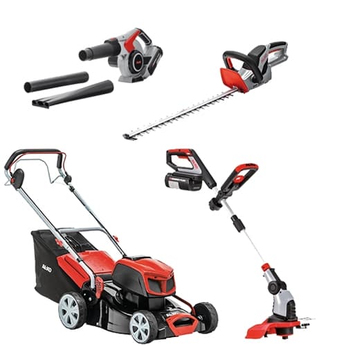 AL-KO Paket Gräsklippare 42.9 Lövsug Häcksax och Trimmer Batteri