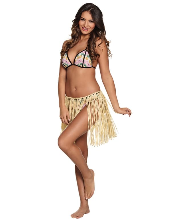 Kort naturlig raffia hawaiisk skjørt for voksne.Size-One size