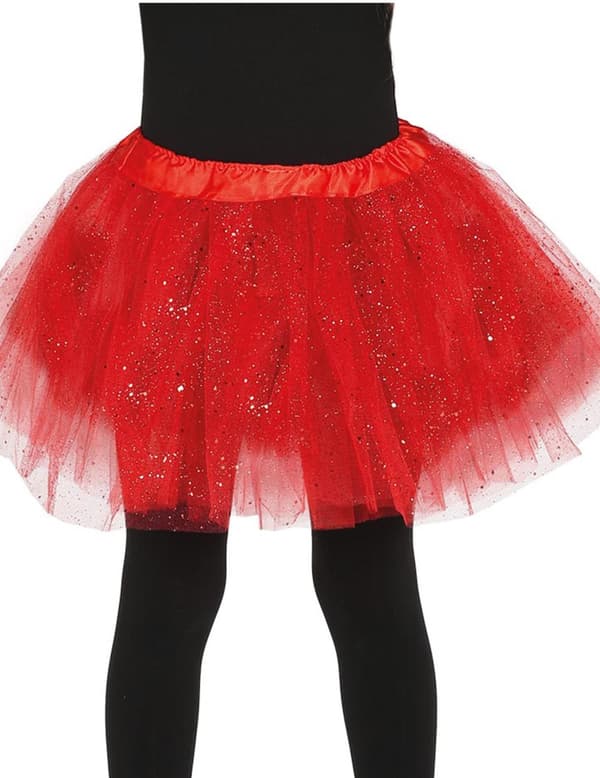 Glittrig röd ballerinakjol barn.Size-One size