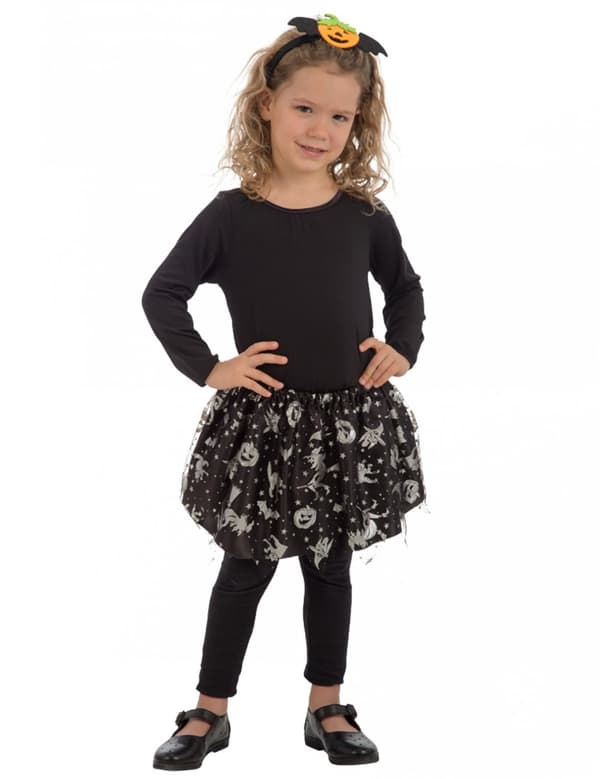 Svartsilvrig Halloween-tutu barn.Size-TU (3 - 6 years)