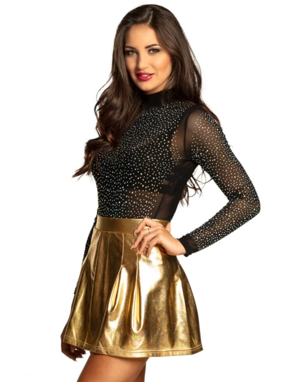 Guld metal skater nederdel til kvinder.Size-One size