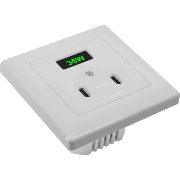 Namron Powersocket 2xUSB-C lader 35W Hvit