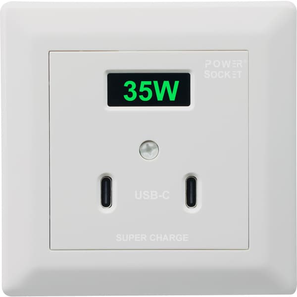 Namron Powersocket 2xUSB-C lader 35W Hvit