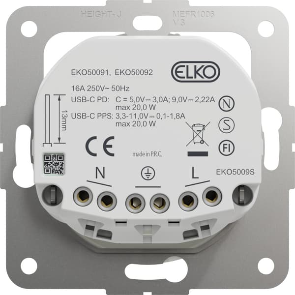 ELKO One Enkel stikk USB C PD Renhvit