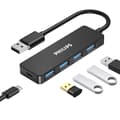 Miniatyrbillede 1 af 5: Philips USB3.0 udvidelsesdockingstation En til fire USB-hub til bærbar grænseflade HUB Splitter