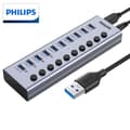 Pikkukuva 1 / 5: Philips USB3.0 -jakaja 7-porttinen laajennustelakointiasema Yksi hinaus seitsemän nopeaa HUB-keskitintä virtalähteellä