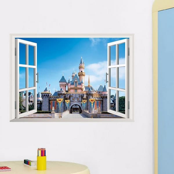 3D fönsterlandskapsdekaler offert Avtagbar väggdekal Konst Vinylkonstdekal Tapeter Barnrum Heminredning