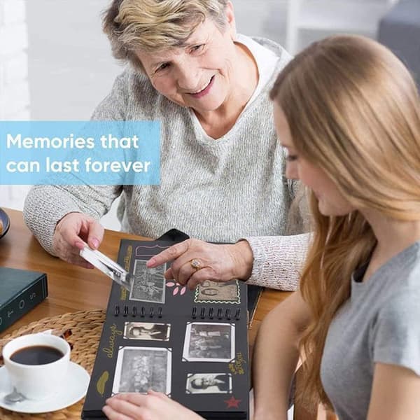 Gör-det-själv-fotoscrapbooking med 6 metallpennor, 80 sidor handgjorda bok-DIY-album, presenter att få, (svart)