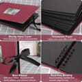 Miniatyrbild 4 av 6: Fotoalbum 80 sidor Black Scrapbooking Album 29,5X21Cm Scrapbookingbok med 6 metallpennor, för 160 bilder, (vinröd)