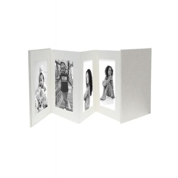 Mini DEKNUDT dragspelsfotoalbum "Leporello" - 8 tomma sidor - 8 bilder - Grått tygfodral 23,5x17,5cm Grå