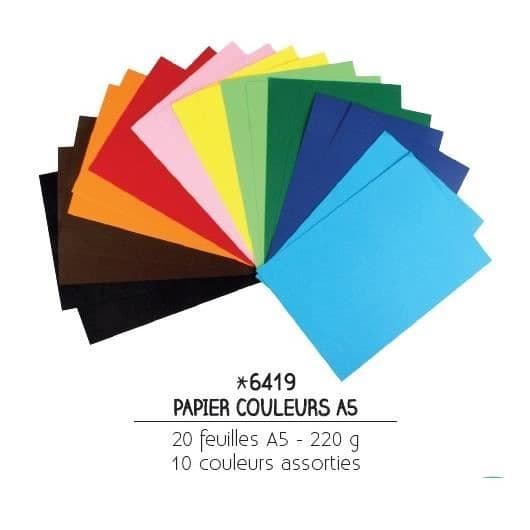 20 ark A5 220 gsm färgpapper - 10 färger