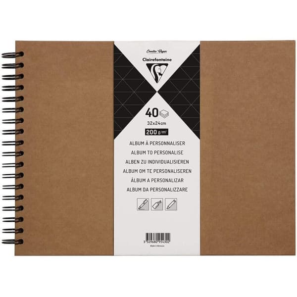 Album att anpassa - Brun kraft - 32 x 24 cm - Spiral - Tjockt papper - Clairefontaine