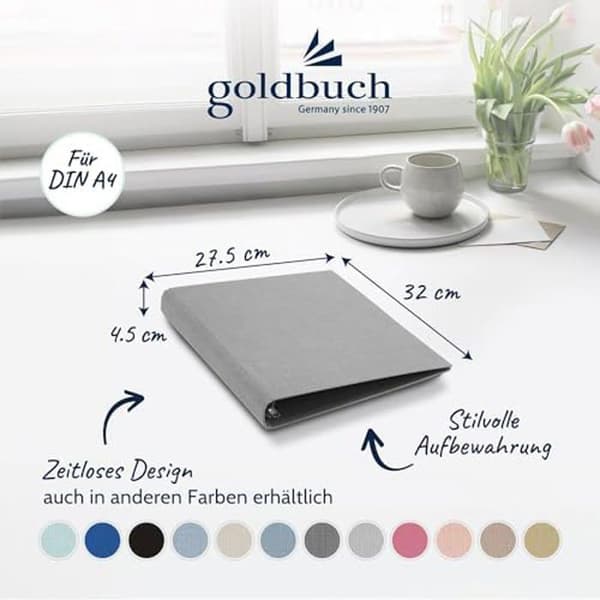 Ringbind - GOLDBOK - Bella Vista - DIN A4 - Grå - Blandet - 37919