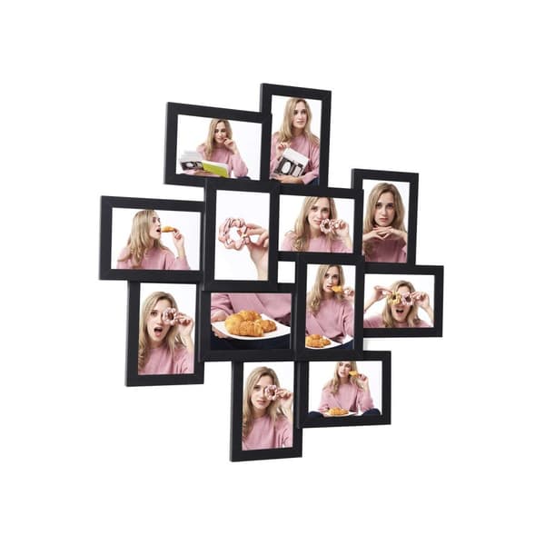 Fotorammekollasje 12 bilder svart