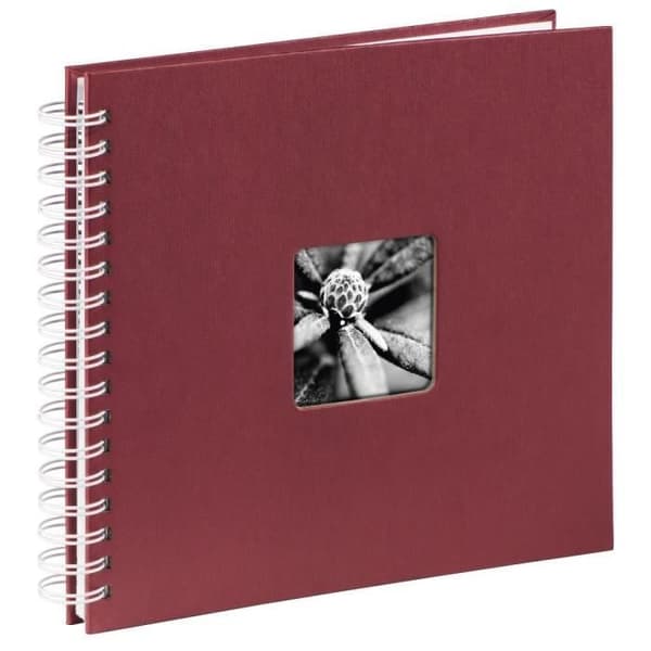 Album med spiral - Fine Art - 28 x 24 cm - 50 vita sidor - Omslag i strukturerat papper - Bordeaux