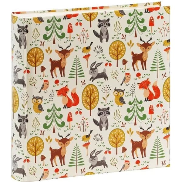 Traditionellt HAMA FOREST fotoalbum - 100 vita sidor + kristallark - 400 foton - Flerfärgat omslag 30x30cm