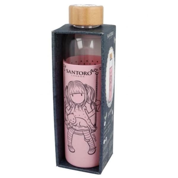 Glasflaska - GORJUSS - Medium - 585 ML - Silikonhölje - Svart