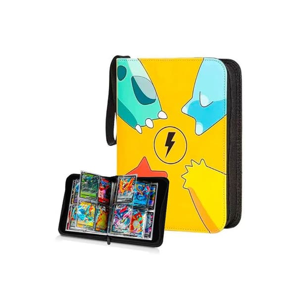 Förvaringsmapp med Pokémon-motiv för 400 kort med gul dragkedja