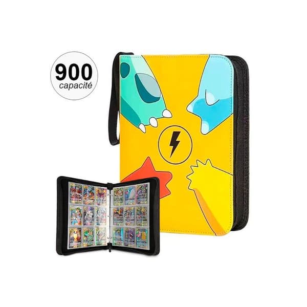 Fickordning med Pokémon-motiv för 900 kort med gul dragkedja