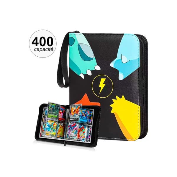 Fickmappar med Pokémon-mönster för 400 kort med zip-förslutning svart