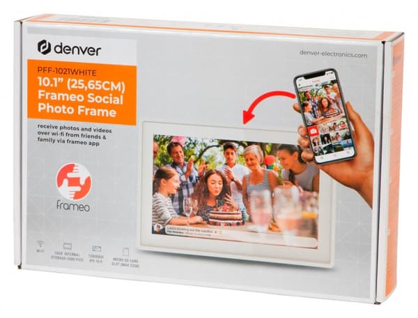 FRAMEO Wi-Fi digital fotoram IPS pekskärm 10"" 16GB Denver PFF-1021BW
