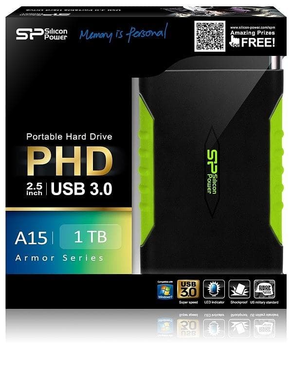 Silicon Power external hard drive Armor A15 1TB, black