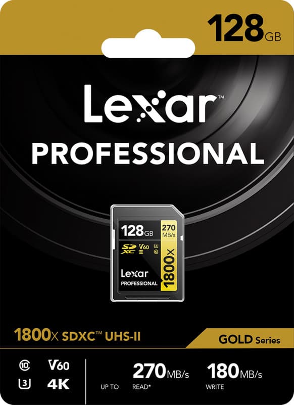 Lexar memory card SDXC 128GB Professional 1800x UHS-II U3 V60